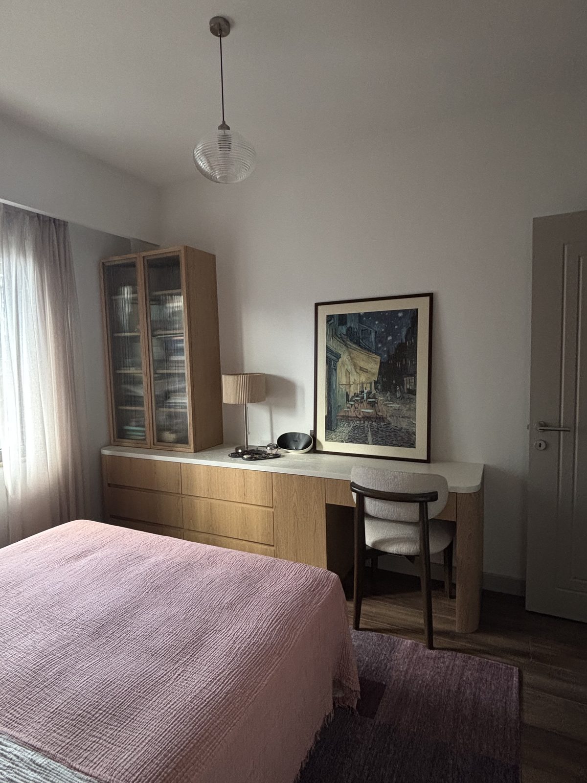 Main bedroom in soft rose tones